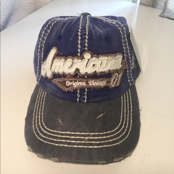 Royal Blue "Americana" Cap w/ White Stitching - Picture 2 of 11